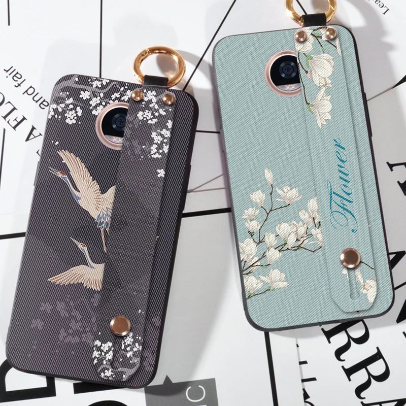 

Soft Silicone Strap Holder Case For Motorola Moto Z Force Flower Bird Back Cover Cases For Motorola Moto Z Z2 Play Coque Funda
