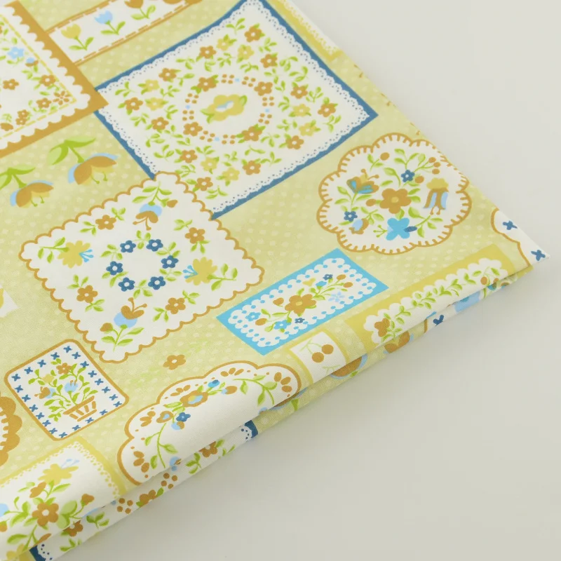 

Booksew 100% Cotton Twill Fabric Yellow Floral Designs Decoration Home Textile Quilting Patchwork Tela Bedding Scrapbooking CM