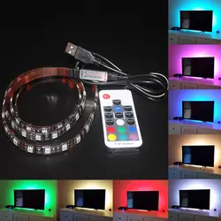 Горячая USB 5 В 1 м 2 м 3 м Водонепроницаемый светодио дный полосы света RGB лампы SMD 5050 ТВ фоне стены Цвет ful Регулируемый Цвет Бесплатная