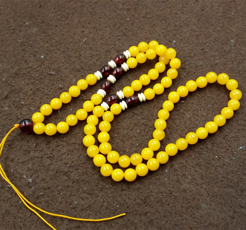 

2pc The new factory wholesale high-quality chicken oil yellow amber necklace cord necklace 8 mm beeswax special offer