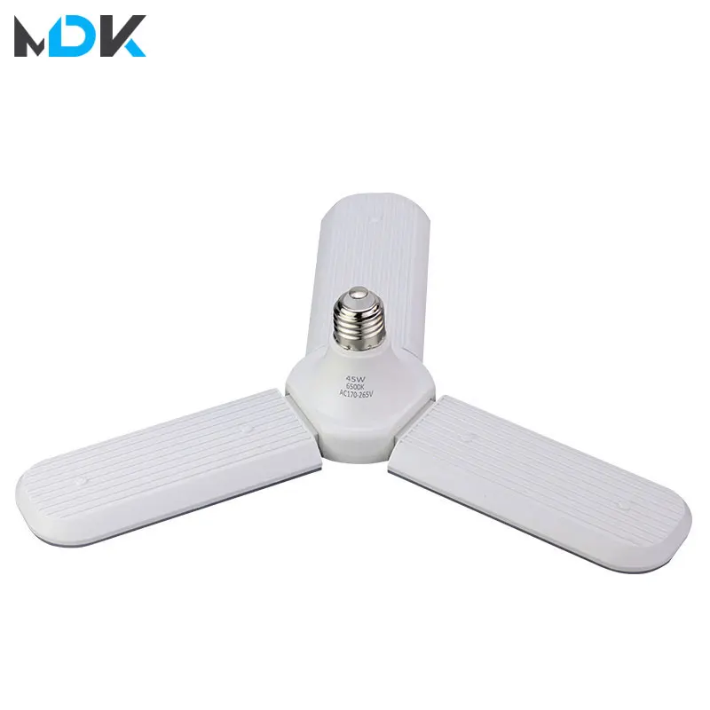 

45W E27 LED Bulb SMD2835 228leds Super Bright Foldable Fan Blade Angle Adjustable Ceiling Lamp Home Energy Saving Lights