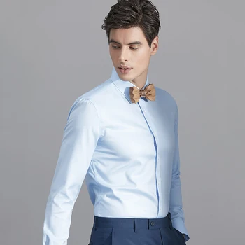 

2019 New Arrivals Men's High Quality Shirts long Sleeve Solid Color Regular Fit Formal Business Meeting Dress Shirt for Men