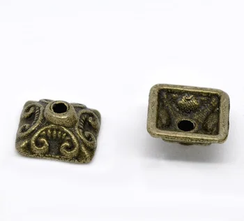 

DoreenBeads Zinc metal alloy Beads Caps Square Antique Bronze(Fits 9mm-14mm Beads)Pattern Pattern 10mm(3/8")x 10mm(3/8"),9 PCs
