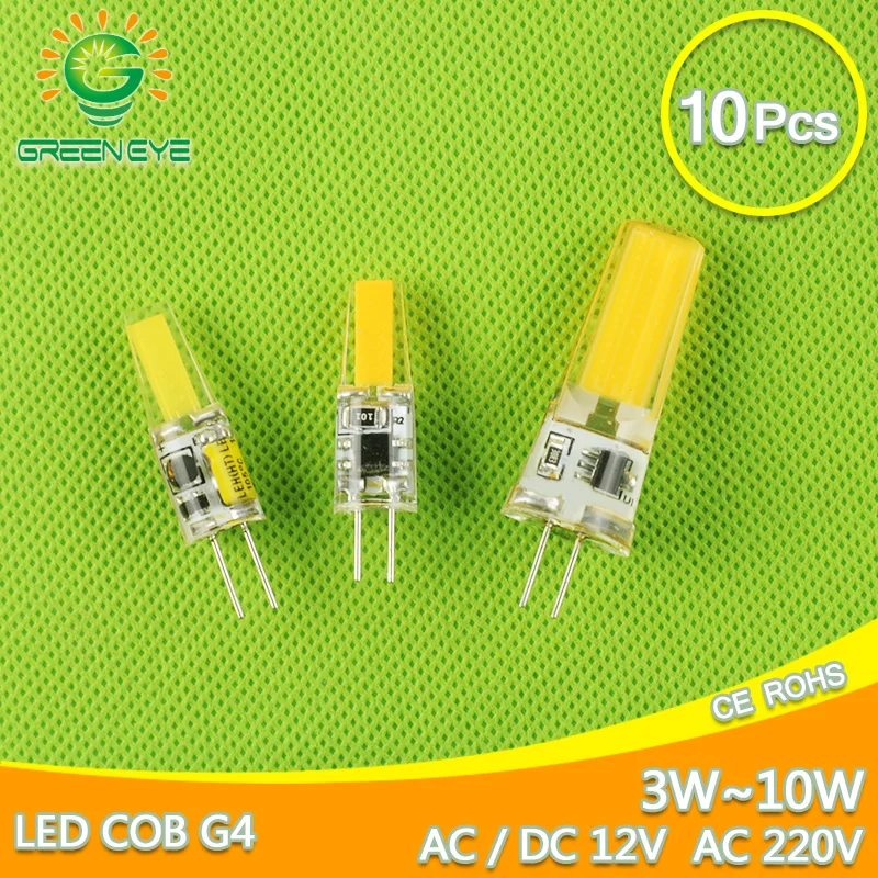 

GreenEye G4 Dimmable AC DC 12V/220V Mini LED G4 Lamp COB LED Bulb G4 4W 6W 10W Replace Halogen Light Lampada Bombilla Ampoule