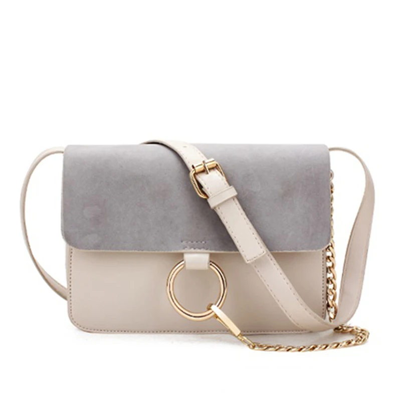 Women Messenger Bag Designers Brand Herald Fashion Suede Leather Flap Lady  Small Chain Handbags Female Metal Circle Corssbody