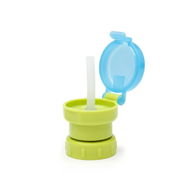 Портативная защита от проливов сок бутылка для газированной воды твист крышка с соломой безопасный напиток соломенная крышка кормления для детей Горячая - Цвет: Зеленый