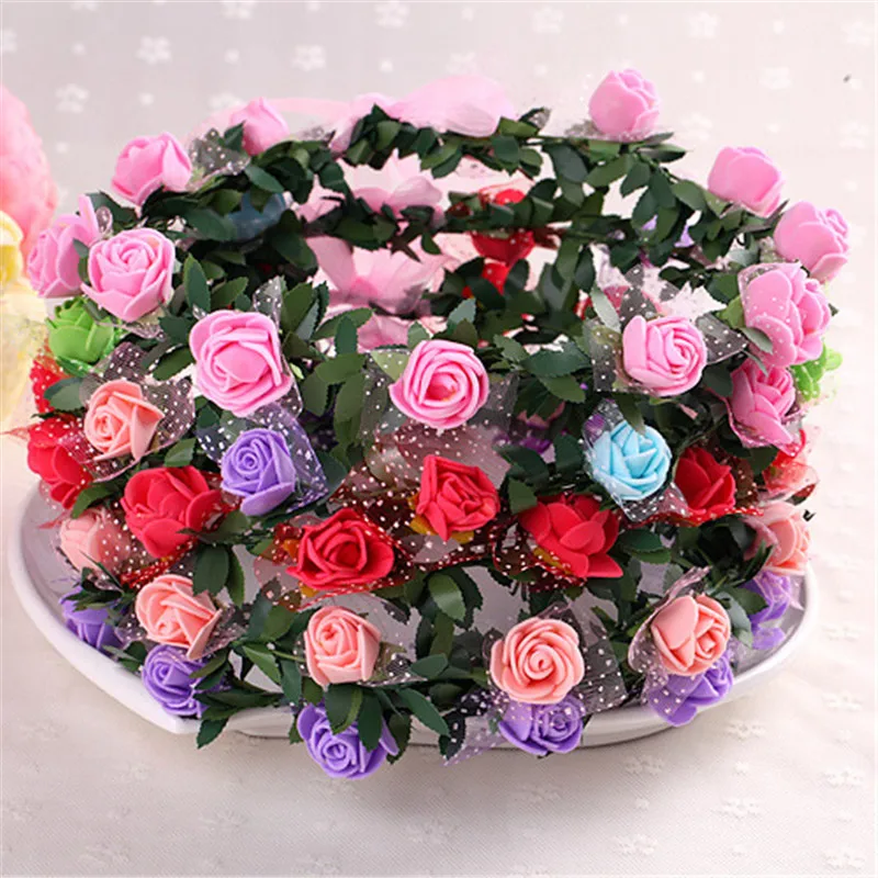 

Head Band Flower Wedding Decorations for Brides 3D Floral Crown Wreath Bohemian Vine Garland Sweet Hair Bands Accessories