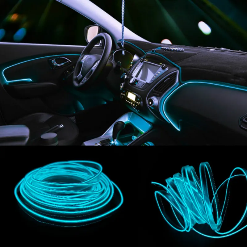 10pcs 3m Auto Interior El Flexible Wire Rope Tube Neon Light