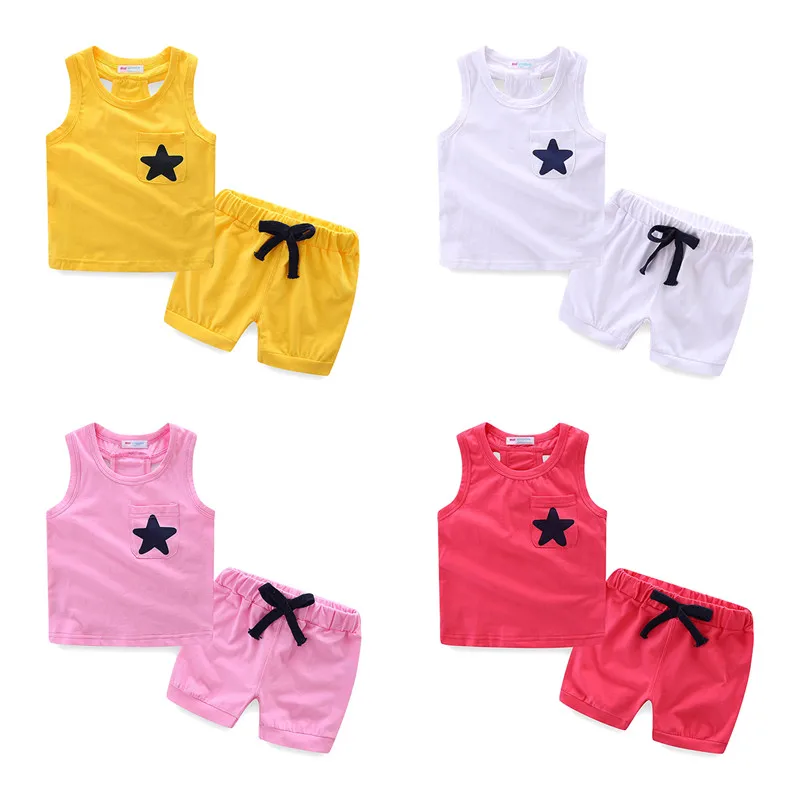 Mudkingdom Baby Boy Summer Clothes Sleeveless Star Vest and Short Pants