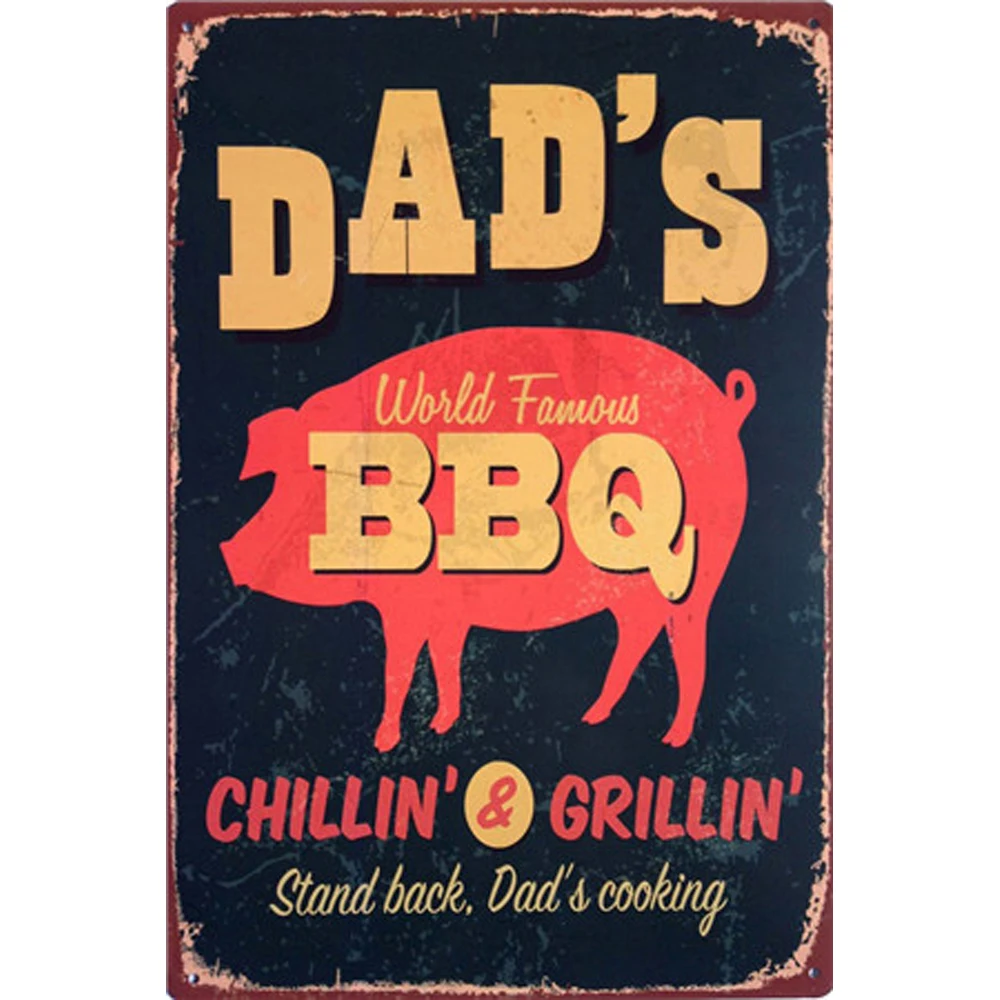 

DAD'S BBQ Vintage Tin Sign Bar Pub Home Wall Decor Retro Metal Art Beer Coffee Poster Plate 1001(18)
