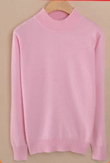 Женский кашемировый эластичный осенне-зимний свитер с высоким воротом и пуловеры, шерстяной свитер, облегающий вязаный пуловер - Цвет: Розовый