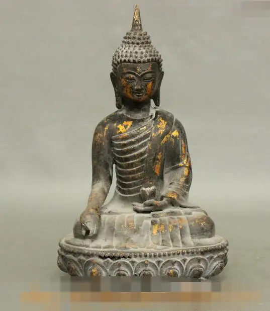 

S03044 12" Folk Chinese Bronze Technics Thailand Shakyamuni Sakyamuni Buddha Statue (B0328)