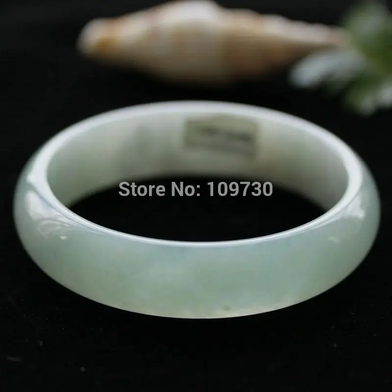 

001022 CERTIFIED NATURAL A ICY GREEN JADEITE JADE CARVED BANGLE BRACELET 58MM