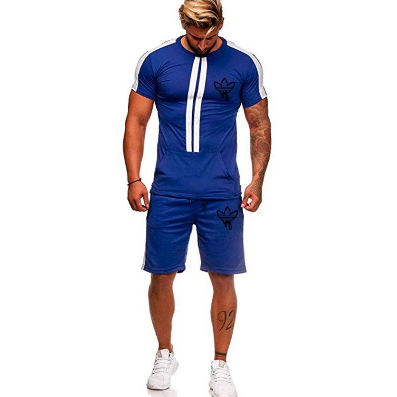 Мужские спортивные костюмы для бега тренировки по футболу баскетболу футболки+ брюки спортивные костюмы Джерси летняя спортивная одежда для фитнеса набор для тренажерного зала - Цвет: Photo Color 8