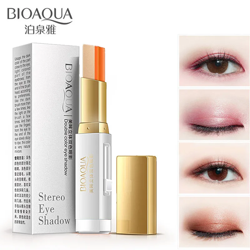 

BIOAQUA Double Color Eye Shadow Glitter Waterproof Eyeshadow Pencil Nude Earth Color Long Lasting Professional Eye Make Up Tools