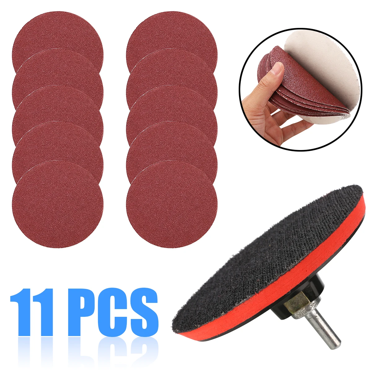 10Pcs 125mm  5inch Sanding Discs 60/80/120/240 Grit Sanding Discs Mount Rubber Pad Sander + M14 Pad For Drill Angle Grinder
