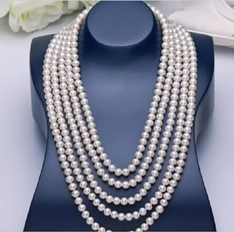 

classic AAA 8-9mm round natural south sea real white pearl necklace 100 inch 14KGP a(5.18)