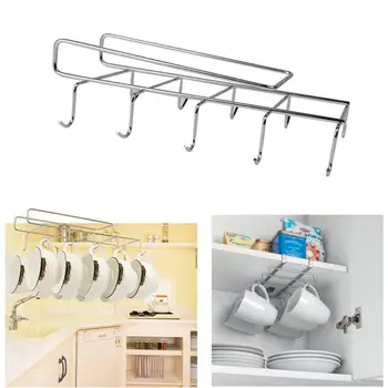 

Stainless Steel Mug Cup Rack / Shelf / Storage Holder / Hanging Frame with 10pcs Hooks (Silver)