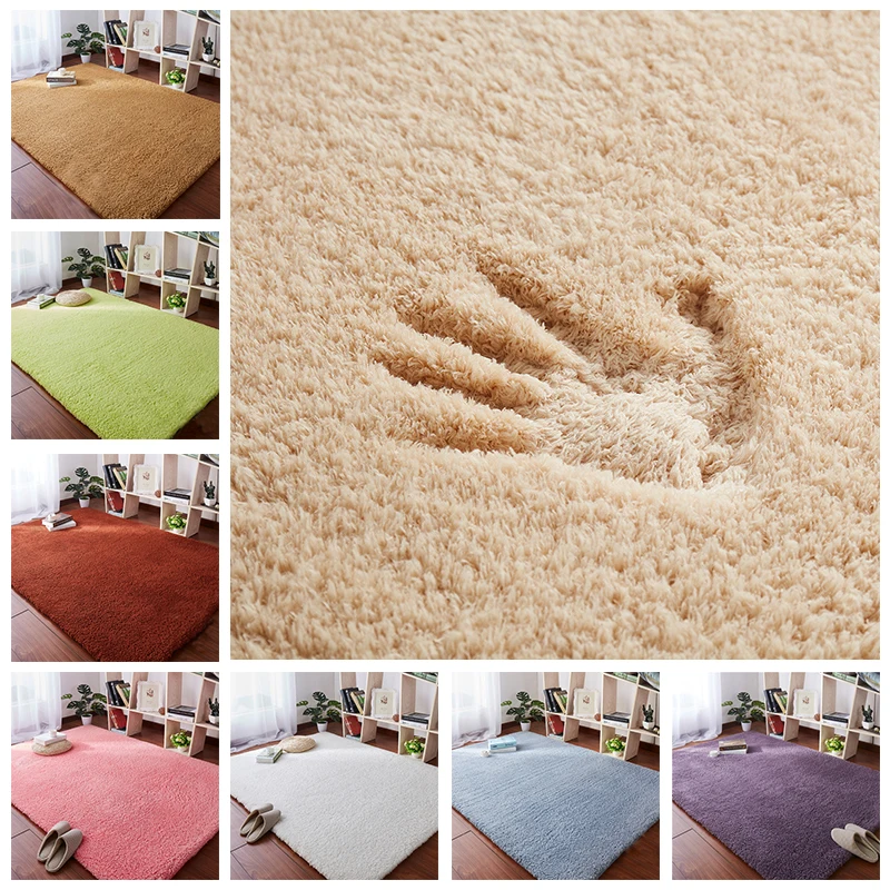 

Solid Color Fashion Home Shaggy Carpets Living Room Area Rug Decor Faux Fur Carpets Soft Plush Bedroom Floor Rugs Slip Resistant