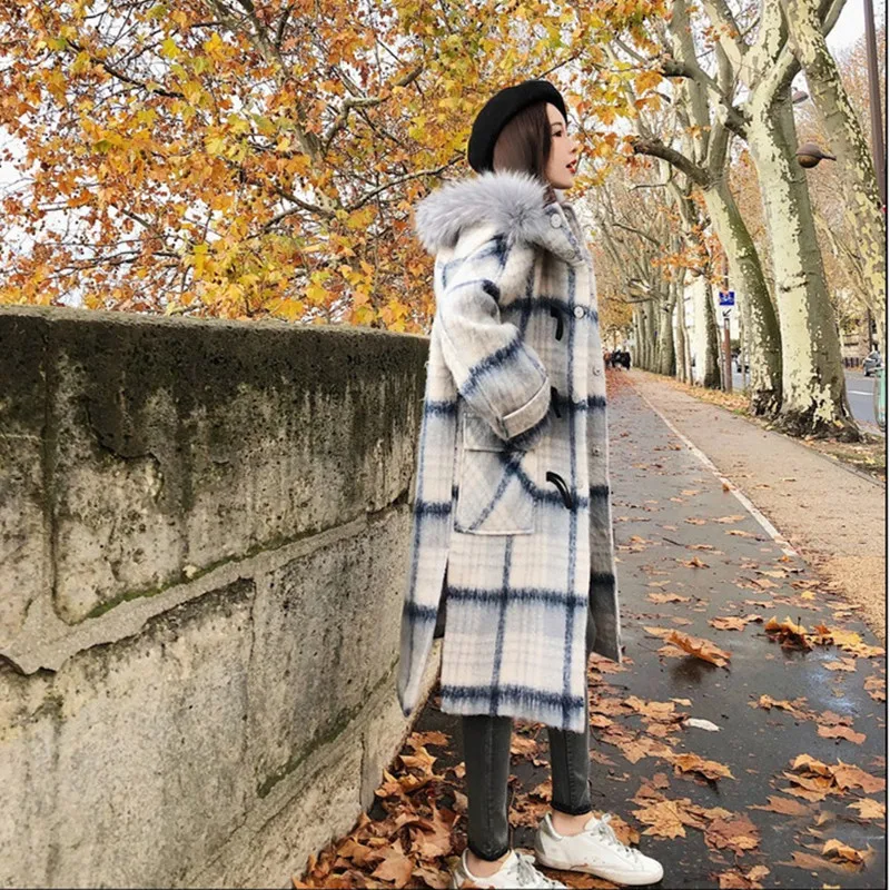 Laine Taille Long Outwear 2019 Photo Veste Moyen Lâche 4xl À Treillis Femelle Fourrure Chaud De Femmes Color Longues Col Manches Automne Manteau Grande En CnPw0F