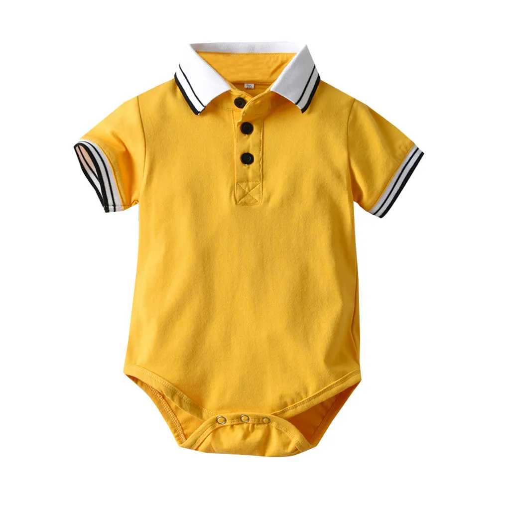 

KLV infant clothing boy baby boy Short Sleeve Gentleman Solid Striped Cotton Blend clothes set infant#y25
