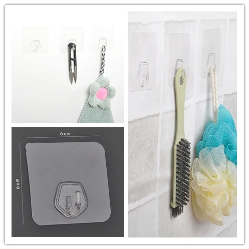 

1Pc Sucker Hook Super Strong Transparent Suction Adhesive Wall Hooks Hanger No Trace For Home Kitchen Bathroom 6*6cm