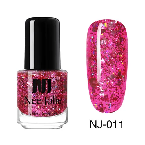 NEE JOLIE 3.5ml Shimmer Nail Polish Glimmer Pink Purple Colors Nail Art Varnish Design - Цвет: A11