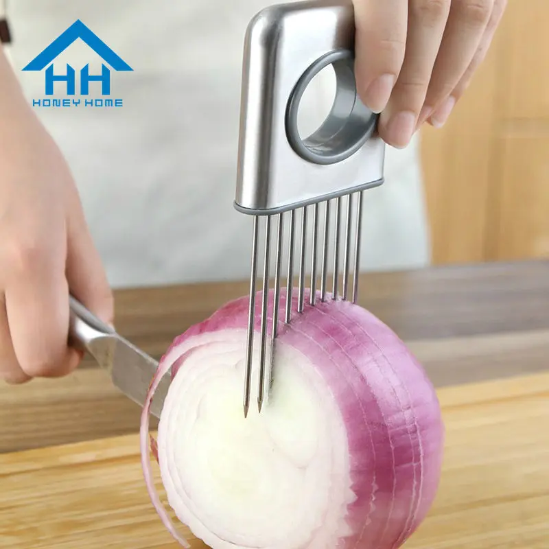 Vegetable and Fruit Shredder Easy Cut Onion Holder Fork Stainless Steel Tomato Slicer Cutter