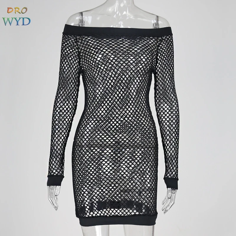 Summer Beach Sexy Perspective Mini Dress 2019 Women's Casual Boho Long Sleeve Backless Dress Stretch Club Party Dressse Vestidos