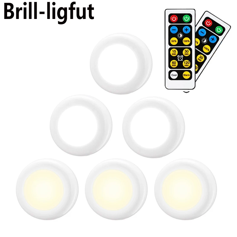 

Dimmable Double Color LED Puck Lights Touch Sensor LED Kitchen Closet Under Cabinet Lighting Wardrobe Stair Hallway Night lamp