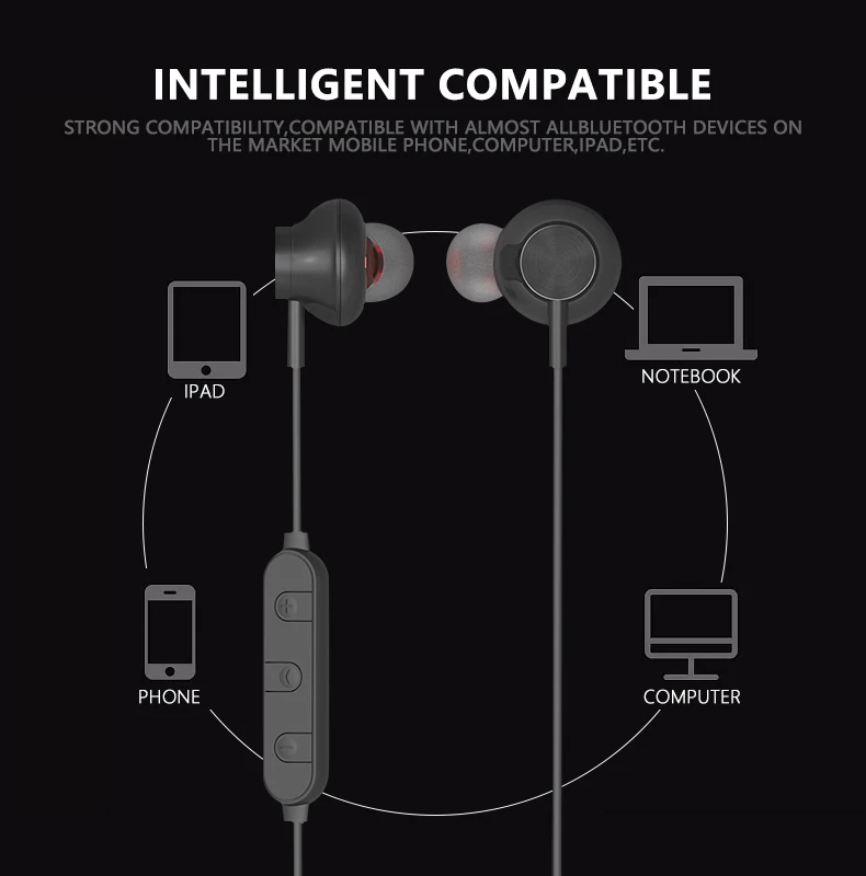 Magift08 Magnetic Bluetooth Earphone Wireless Stereo Sport Headsets CVC 6.0 Microphone Bluetooth V4.2 for Xiaomi Auriculares (5)
