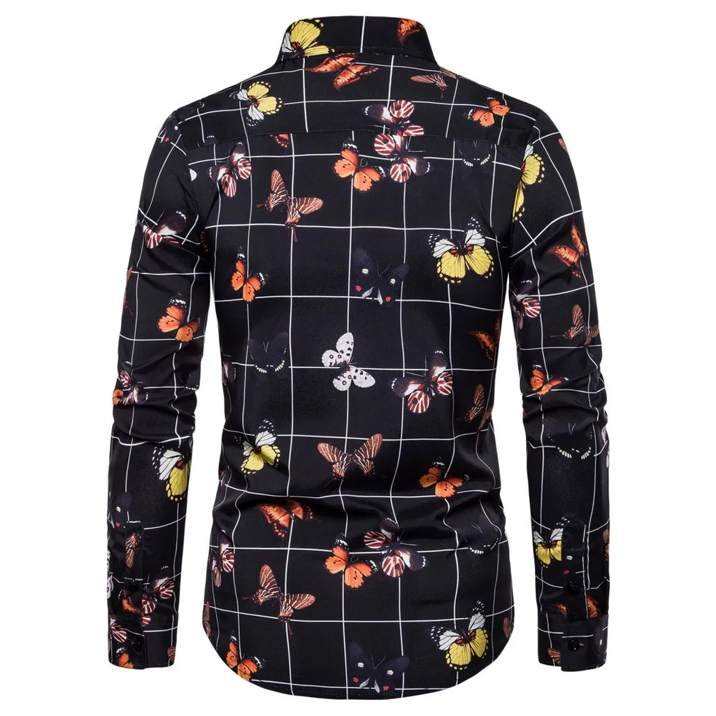 Модная мужская рубашка Camisa, рубашка с длинными рукавами, мужская повседневная, с 3D принтом, тонкая, с отложным воротником, Мужская блузка, топы, Camisa masculina