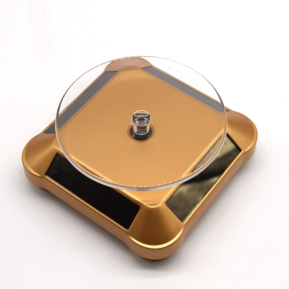 

Solar Showcase Automatic Rotating Stand 360 Turntable For Necklace Bracelet Watch Mobile Phone Display 110*110*50mm