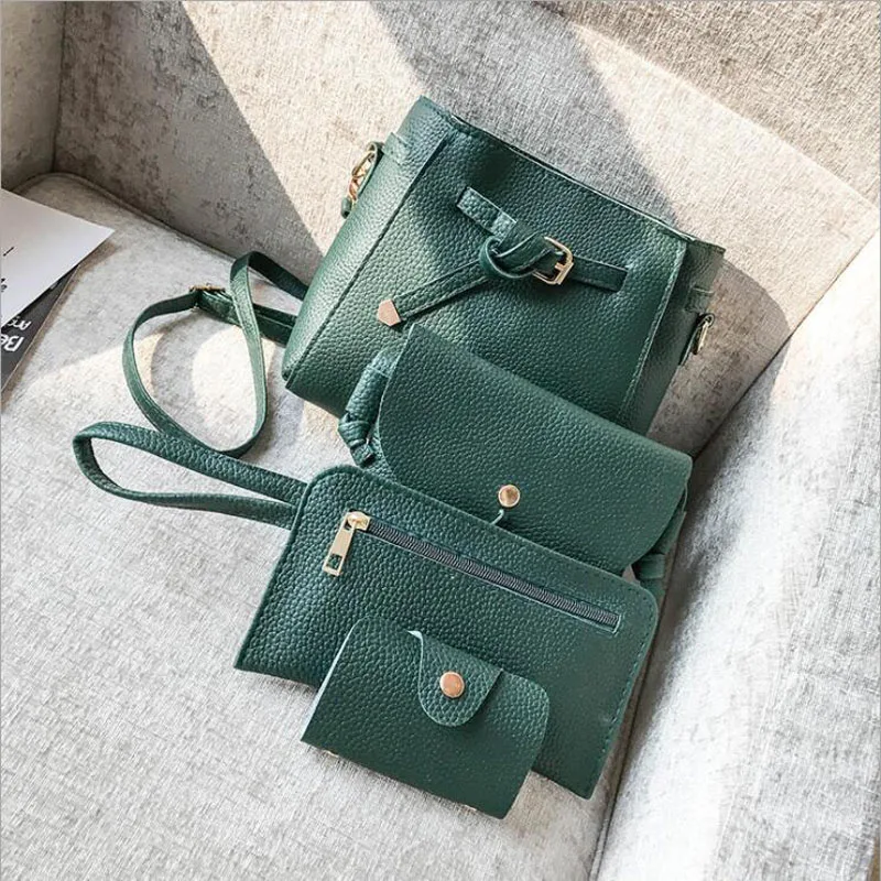 Women Top-Handle Bags Female Composite Bags 2018 Women Messenger Bags Handbag Set PU Leather Wallets Key Bag Set