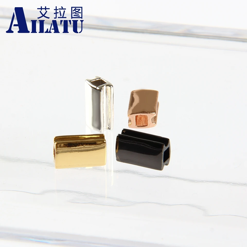 

Ailatu Size 10x6mm Smooth Plated Rectangle Copper Bracelet Accessories for Fashion Jewelry Provide Paid Laser Pringting Service