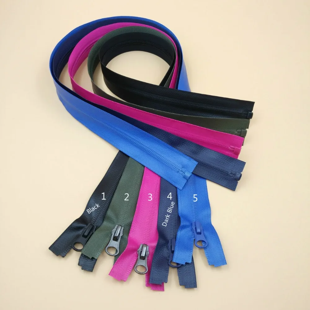 New 5 TPU Plastic Waterproof Nylon Zipper 5 Colors 60/80/100cm 2pcs
