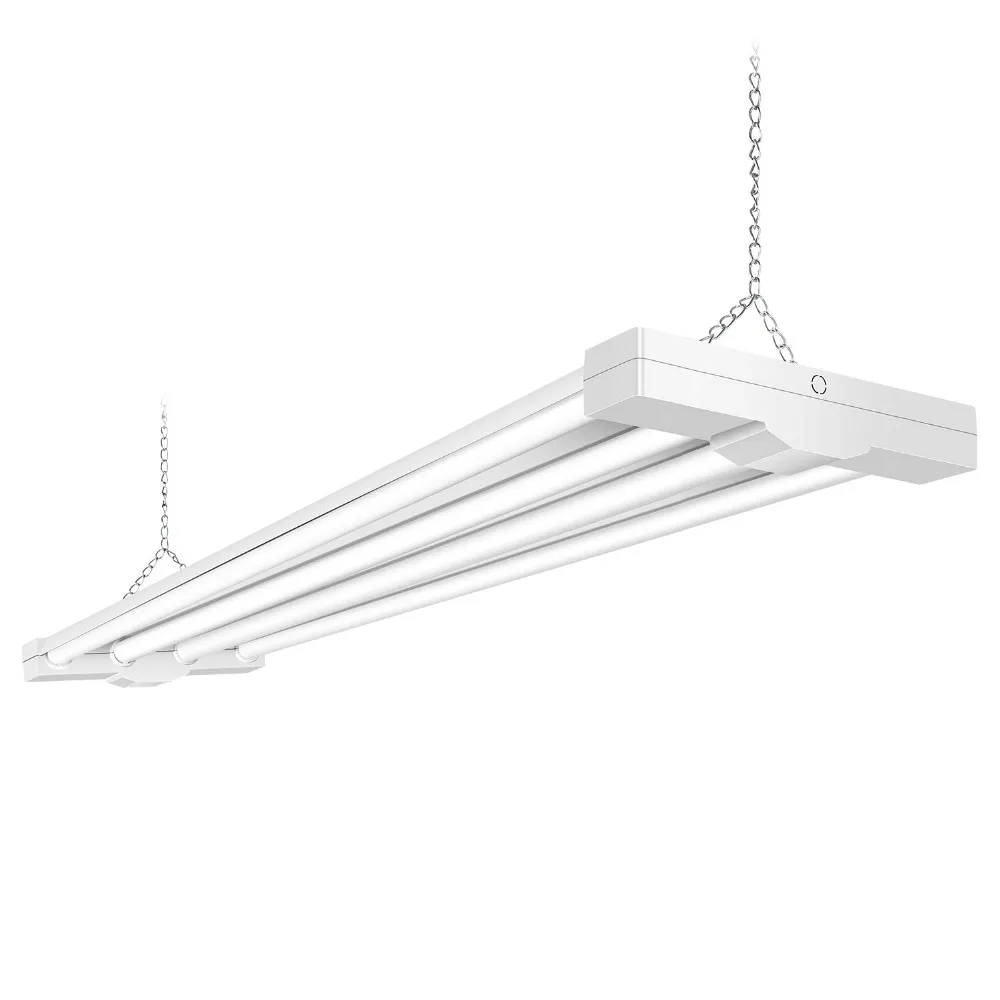 AntLux 80W 4ft Low Bay LED Utility Shop Lights, 9000 Lumens, 5000K, LED Garage Lights 4 Foot Linear High Bay Workshop Ceiling Light Fixture, Fluorescent Tube Replacement, Plug in with ONOff Switch (1)
