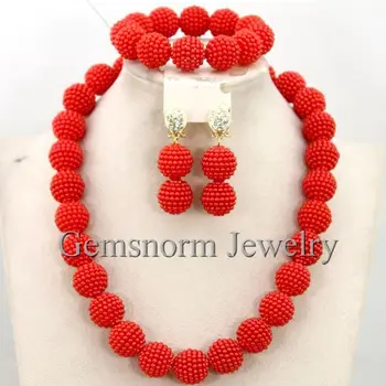 

Pretty Red African Jewelry Sets Chunky Jewelry Set Party Nigerian Beads Bridesmaid Jewelry SetFree Shipping WB319