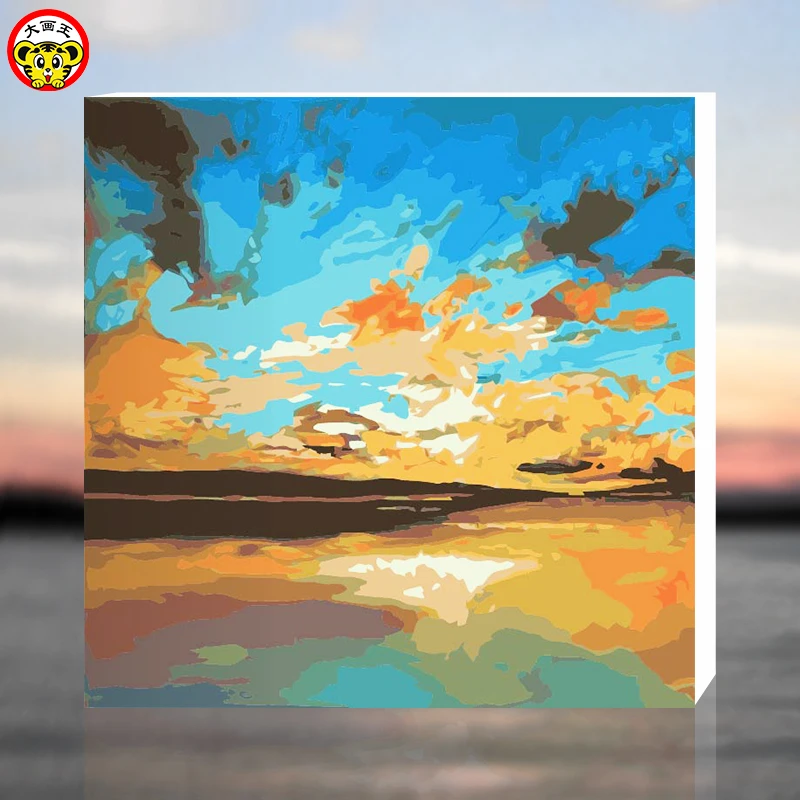 Online Malerei durch zahlen kunst farbe durch zahl abstrakte sky Sunset Dekorative gemälde manuelle Digitale Malerei Färbung diy ziehen pictu
