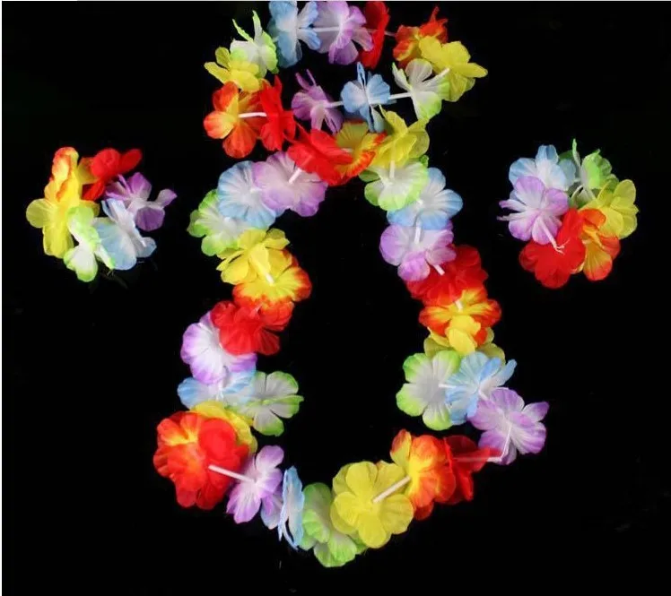 

Hawaiian Hula Luau Dancer Flower Headband Necklace Garland Wreath Tropical Party Dress Decor Birthday Halloween