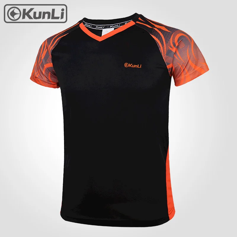 Kunli short tennis shirt men outdoor sports badminton clothing running clothing T-shirt basketball Volleyball shirt