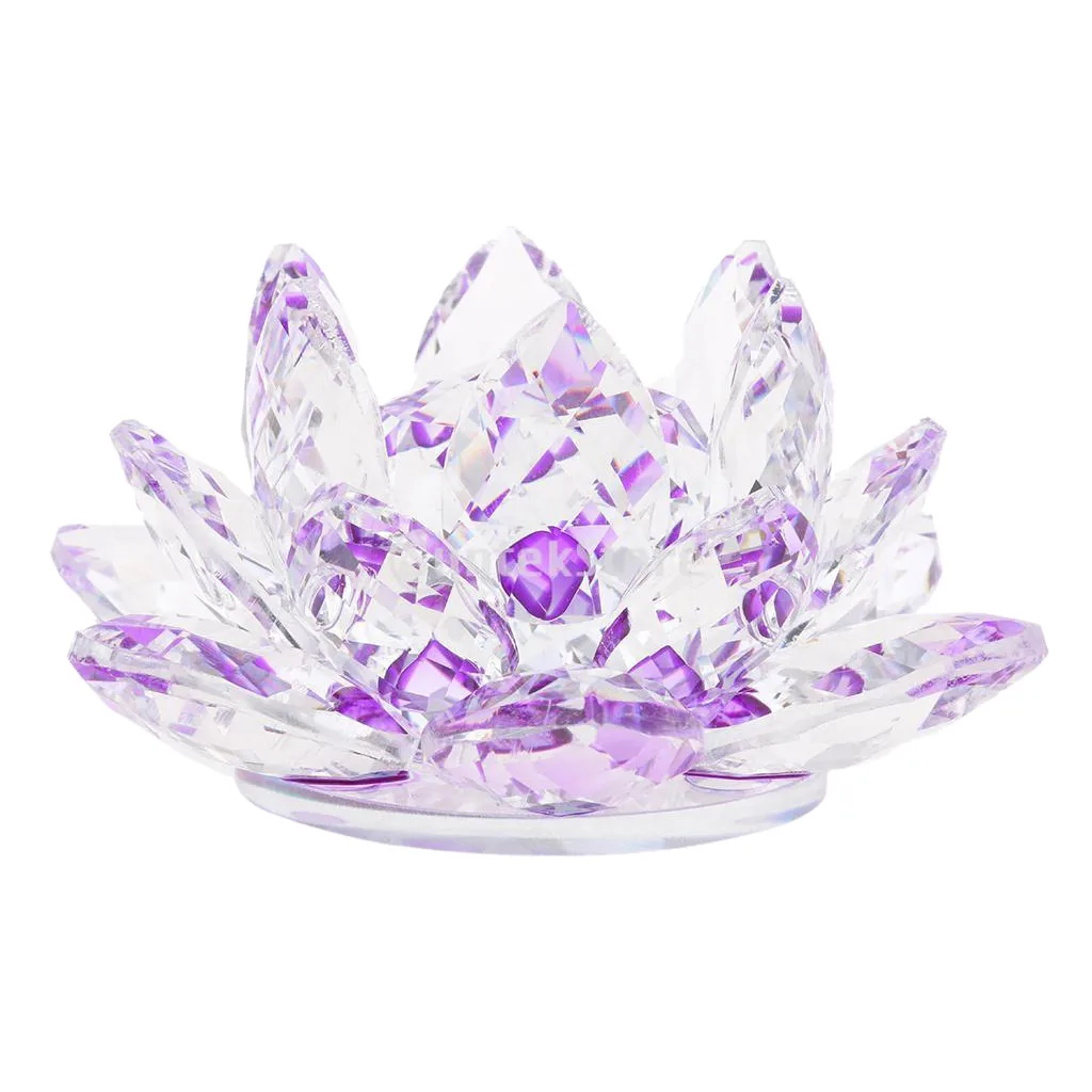 2pcs Crystal Figurine Lotus Flower Models Wedding Centerpieces Purple & Pink