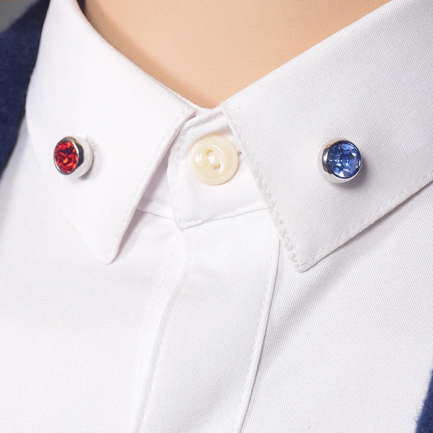 

Simple shirt crystal collar pin brooch jewelry accessories suit collar Mini medal custom lapel pin for female 2pcs in