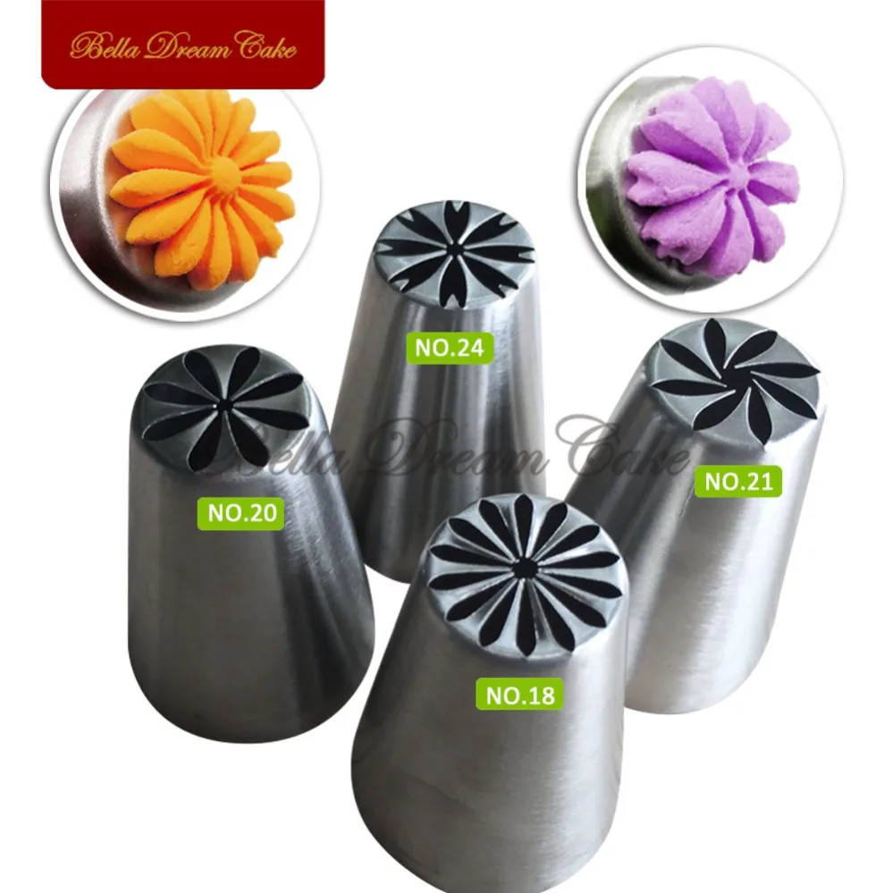 4pcs New Russia Nozzles Russian Tulip Icing Piping Tools Pastry Decorating Tips Cake Cupcake Decorator Rose