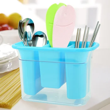 

1pc Tableware Storage Box Creative double - layer Plastic Candy - colored Tableware Incorporating Kitchen Tools