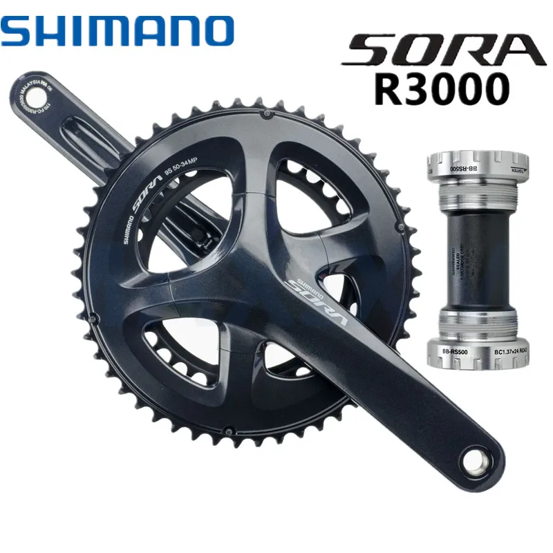 SHIMANO Sora FC-R3000 Crank Set 2x9-speed 50-34 Teeth with Chain Protection Ring black 2020 Chainsets Mountain bike