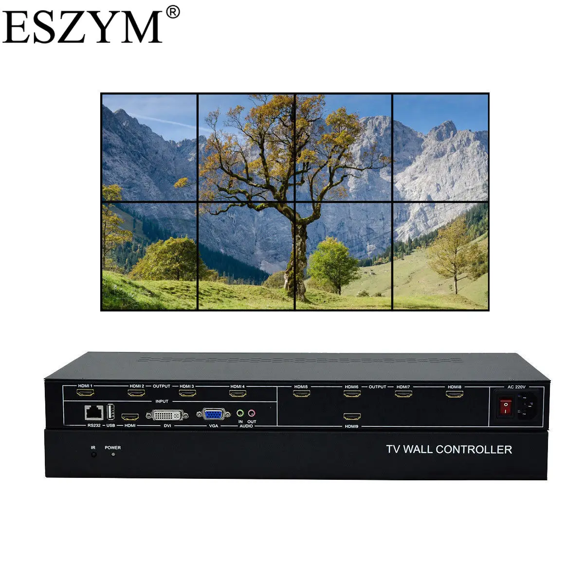 9 канальный настенный ТВ контроллер esвмещает 3x3 2x4 4x2 HDMI DVI VGA USB