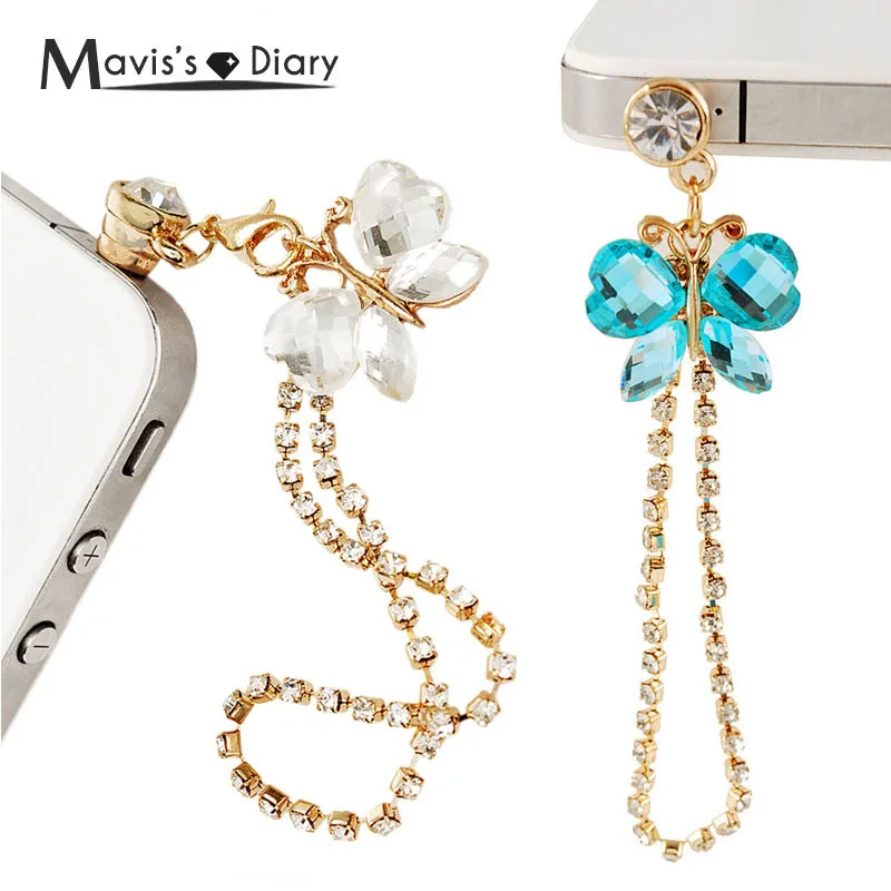 

Crystal Sequins Butterfly Diamond Chain Tassel Phone Dust Plug Earphone Jack Plug for All of 3.5mm Headphone Hole of Phone