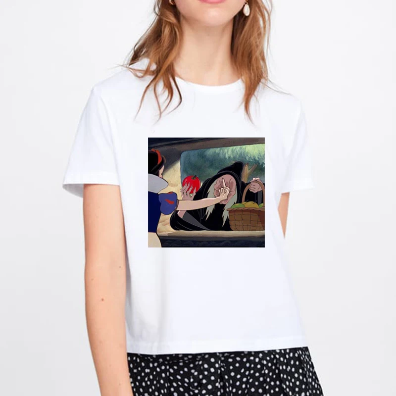

Women's Casual Vintage 90s Snow White Gothic Cotton Funny T Shirts Kyku White Tees Casual Tee Korean Clothes T Shirt