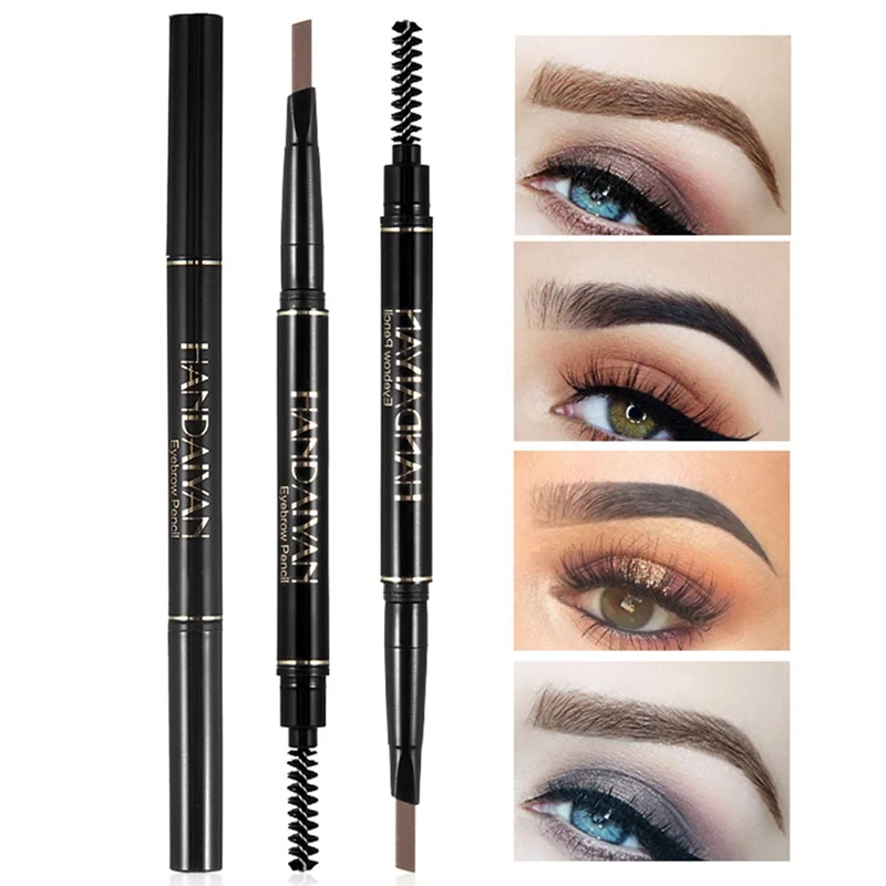 

1 pcs Professional Waterproof Eyebrow Pencil with Brush Twin Head Rotating Automatic triangle Eyebrow Pencil 5 colors
